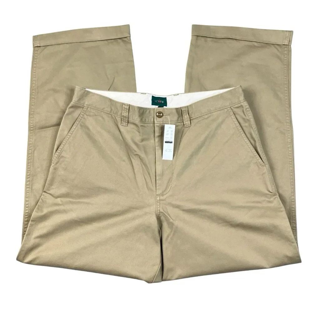 J Crew Chino Pants Men 34x32 Dusty Khaki Cotton Giant Fit Wide Leg Office BJ521